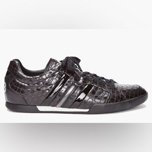 Y-3 X Adidas Men’s Black Croc Embossed Sala Low-Top Sneakers Size 11.5 D UK